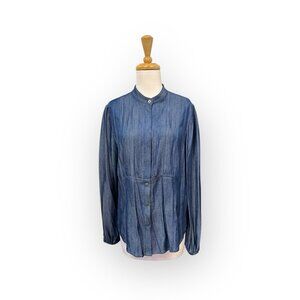 Carlisle Collection Blue Chambray Pintuck Top Size 10 Blouse